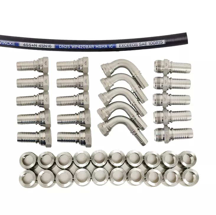 Paketti 10 m Vincke 4SSN spiraaliletku SAE100R15 + JIC-liittimet 1" - Slangpaket - MAN4S16JICPAK - 1